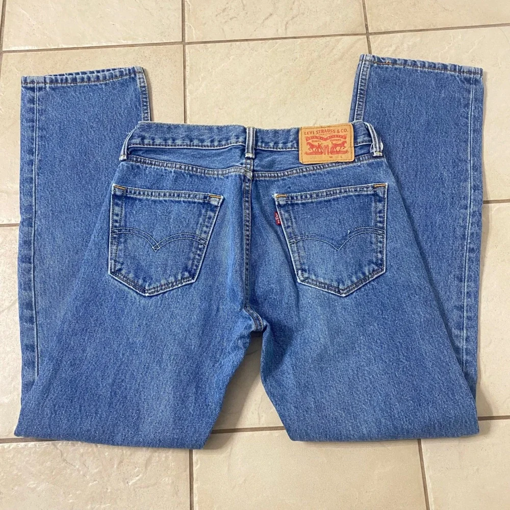 Levi Strauss Co‎ 505 Mens Jeans W30 L32 Blue Denim Straight Leg Button Fly
